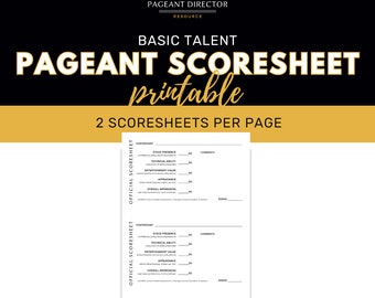 Basic Talent Scoresheet - Pageant Director Resource - Digital Download Printable