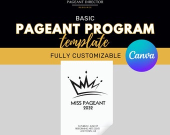 Basic Pageant Program Template - Pageant Director Resource - Customize in Canva
