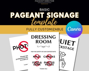 Pageant Signage Bundle - Admission - Dressing Room - Pageant Director Resource - Digital Download Printable - Customize in Canva