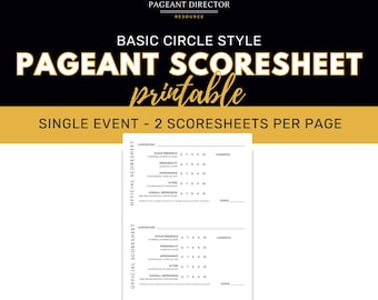 Basic Circle Style Pageant Scoresheet - Pageant Director Resource - Digital Download Printable