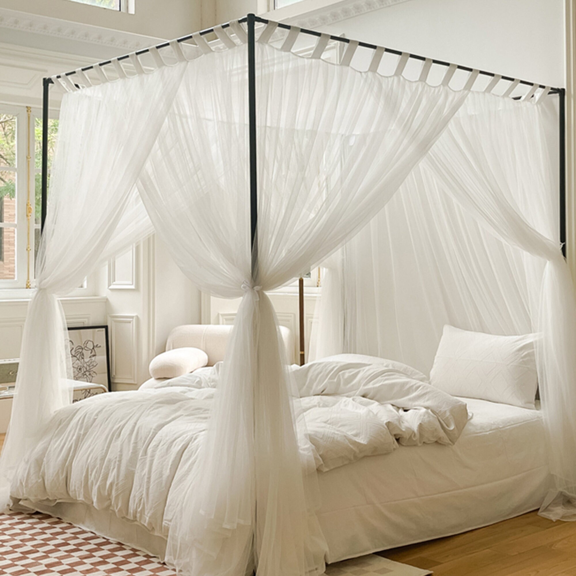 White Lace Canopy Bed Cover, Girl Bed Curtain, Dust and Mosquitoproof Bed Canopy Etsy