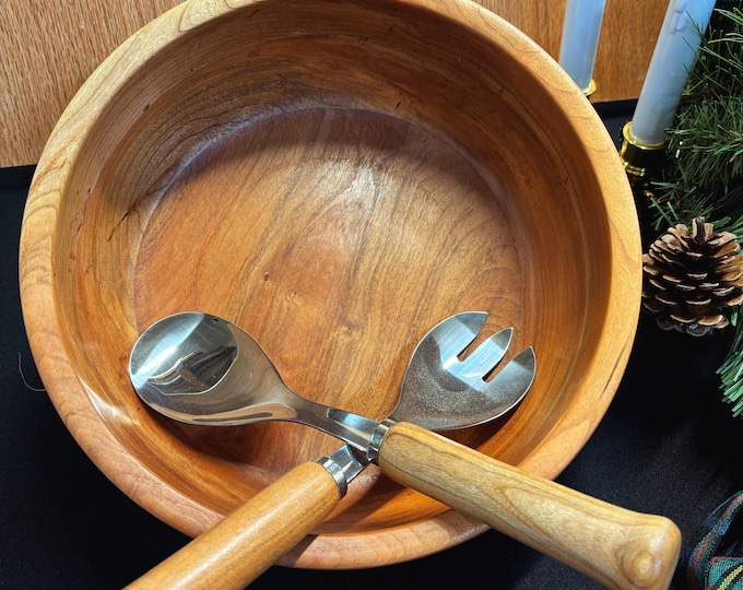 Featured listing image: Cherry Wood Salad bowl set