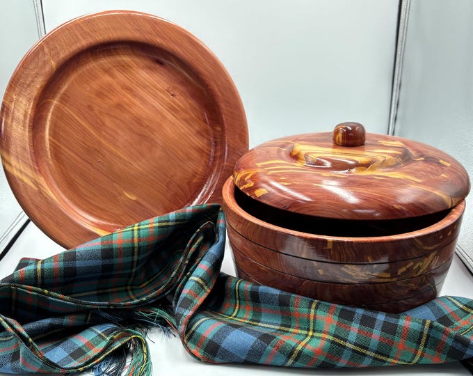 Featured listing image: Nested Red Cedar Platter & Lidded Bowl Set
