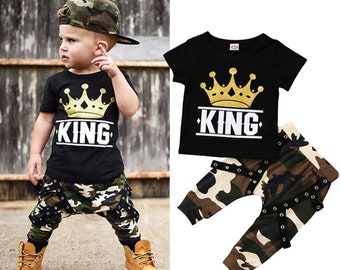 2pcs Toddler Kids Baby Boys Outfits Pullover Tops pants Clothes Set 