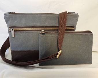 Waxed canvas, Crossbody, shoulder bag, Waxed Canvas Handbag, with FREE Matching Pouch,  Purse