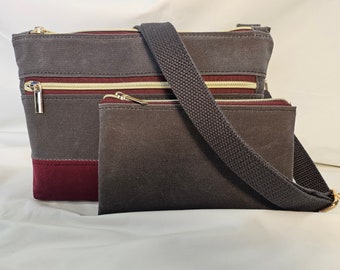 Waxed Canvas Crossbody, Shoulder Bag, Waxed Canvas Handbag, with FREE matching Pouch, Purse