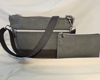 Waxed Canvas Crossbody, Shoulder Bag, Waxed Canvas Hand Bag, with FREE matching Pouch,  Purse