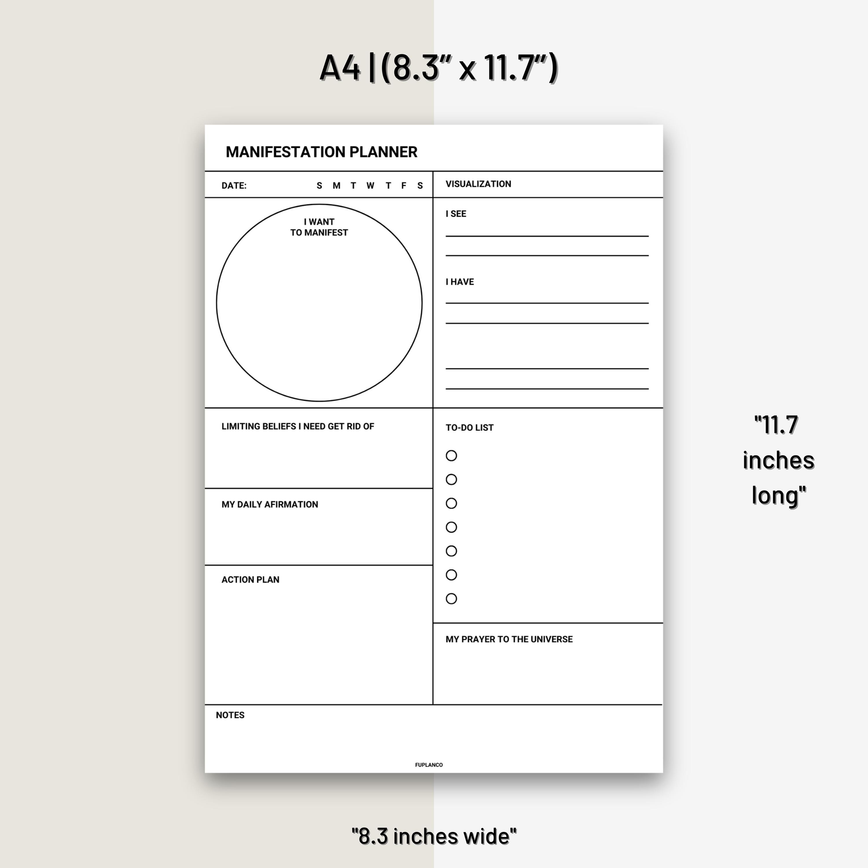 Printable Manifestation Planner Daily Goal & Affirmation Journal ...