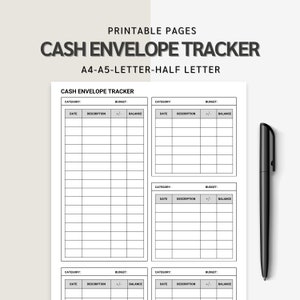 Cash Envelope Tracker Printable | Budgeting Template & Cash Stuffing Log