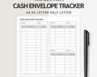 Cash Envelope Tracker Printable | Budgeting Template & Cash Stuffing Log