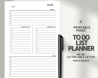 To Do List Printable, Minimalist To Do List Routine Simple Tasks List Template, Productivity Planner, A4/A5/Letter/Half Letter