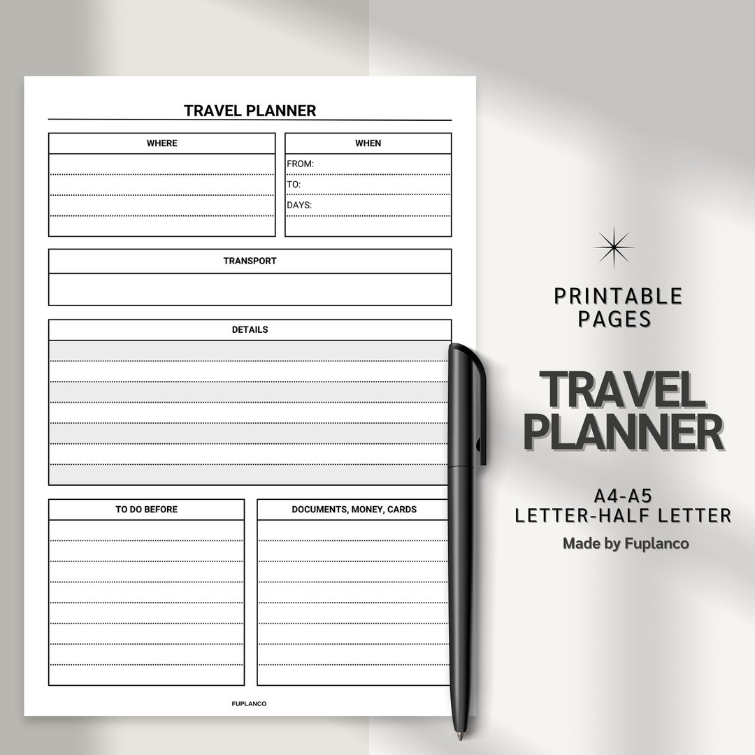 Travel Planner Printable | Trip Overview & Pre-travel Checklist - Etsy