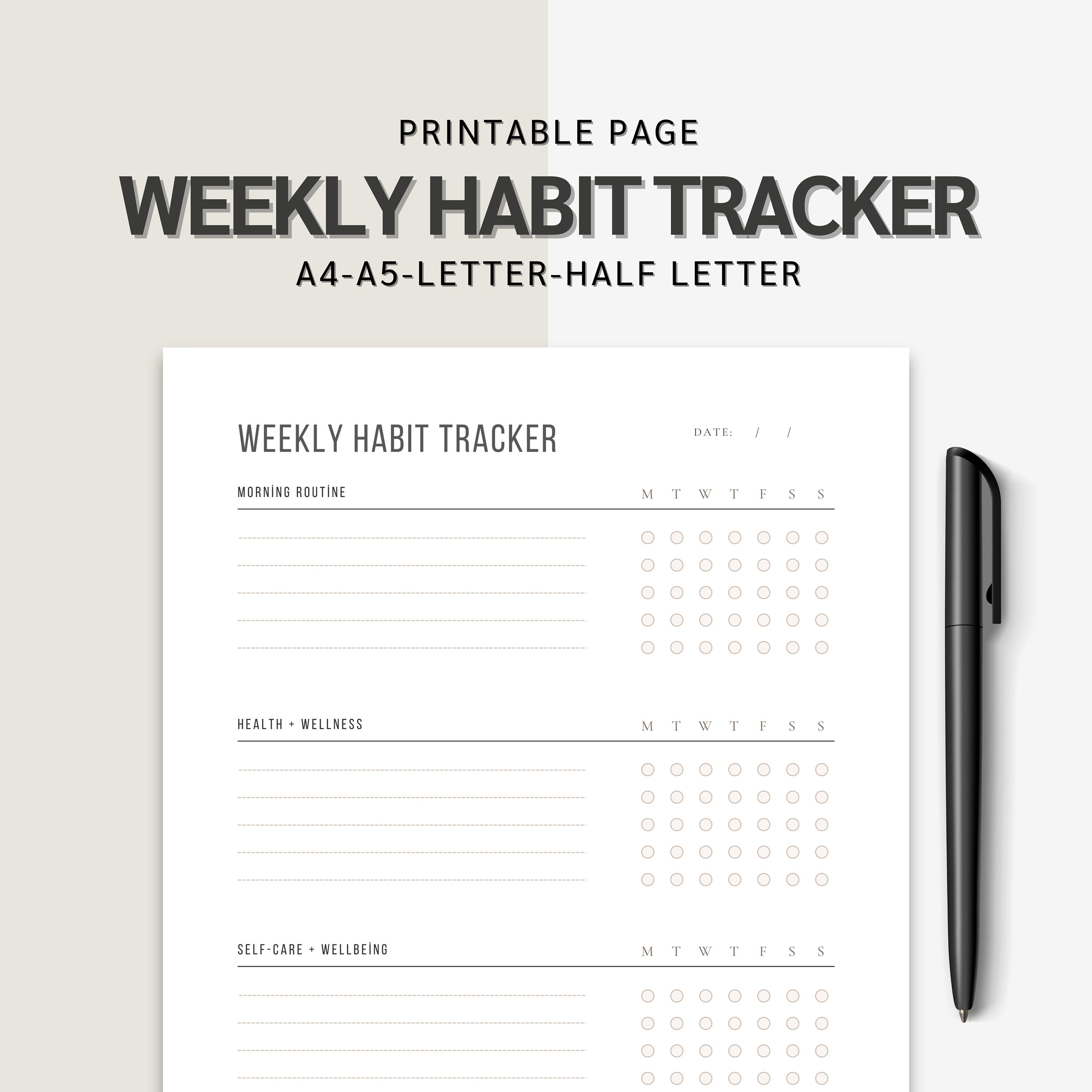 Weekly Habit Tracker Printable | Morning & Evening Routine Checklist ...