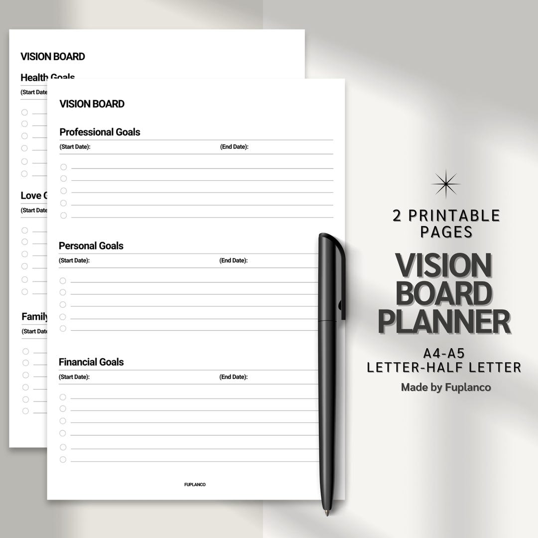 Vision Board Printable | Goal Setting Template & Manifestation List - Etsy