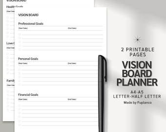 Vision Board imprimable | Modèle d'établissement d'objectifs et liste de manifestations