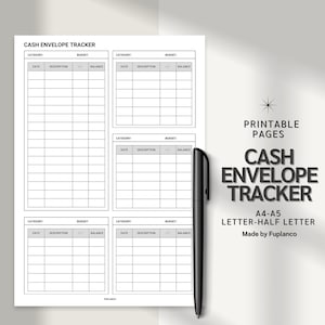 Cash Envelope Tracker Printable, Cash Envelopes, Cash Budget Tracker ...