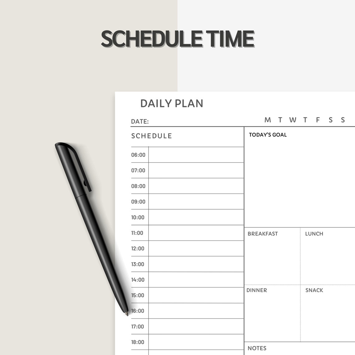 24 Hour Daily Planner Printable, Hourly Planner, Military Time Plan ...