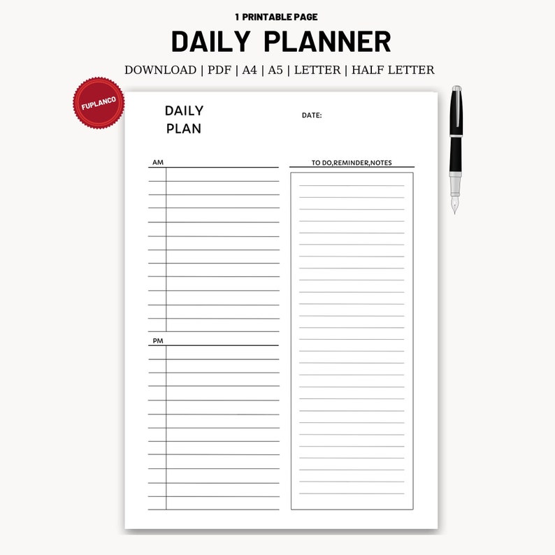 Daily Printable Planner Desk Planner Printable Daily to Do | Etsy
