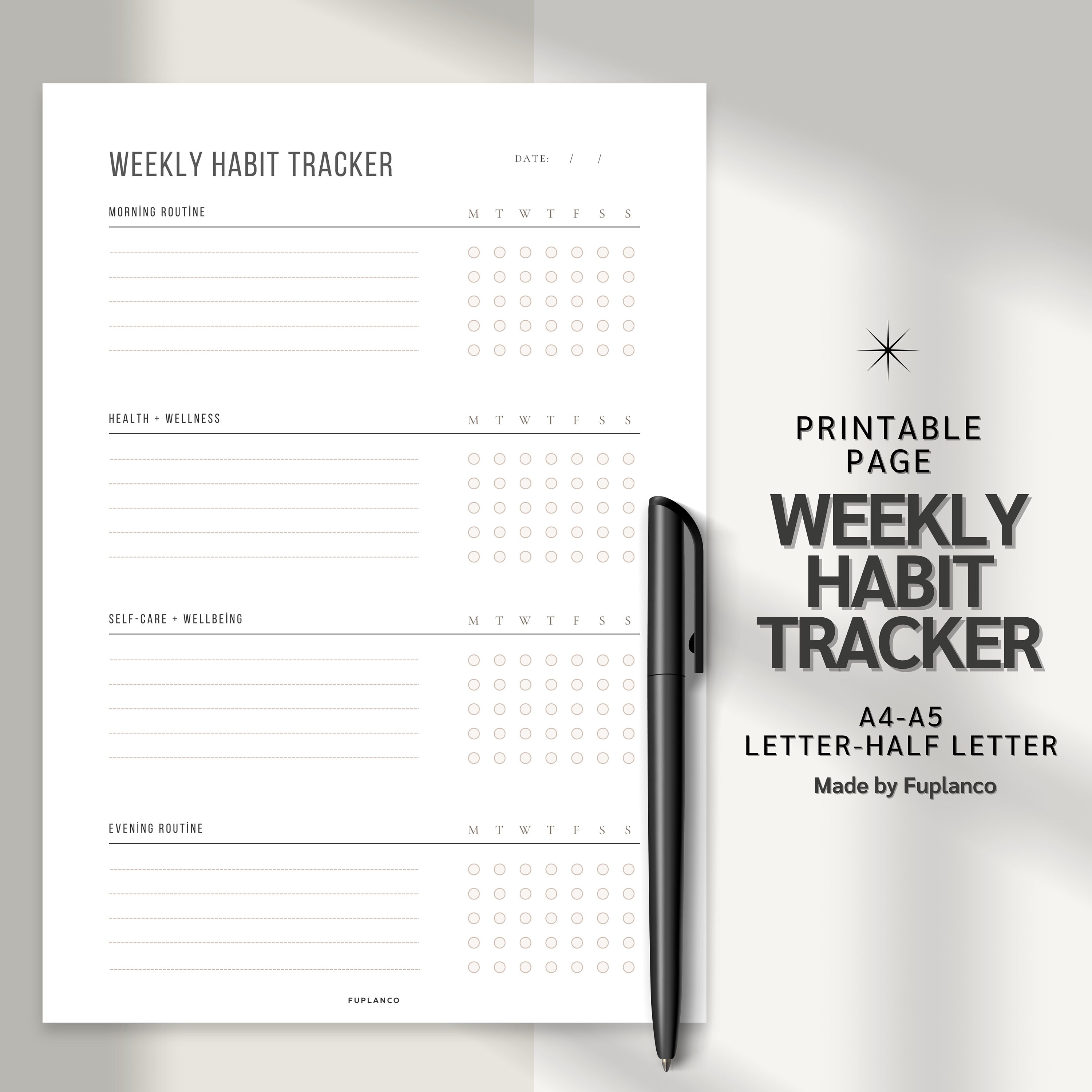 Weekly Habit Tracker Printable | Morning & Evening Routine Checklist ...