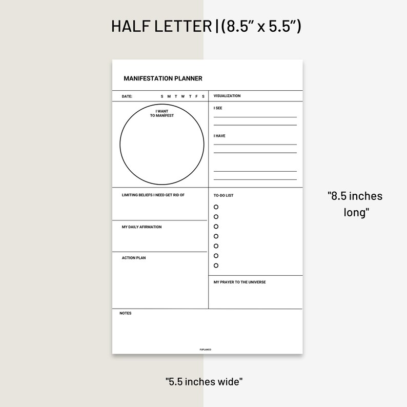Printable Manifestation Planner Daily Goal & Affirmation Journal ...
