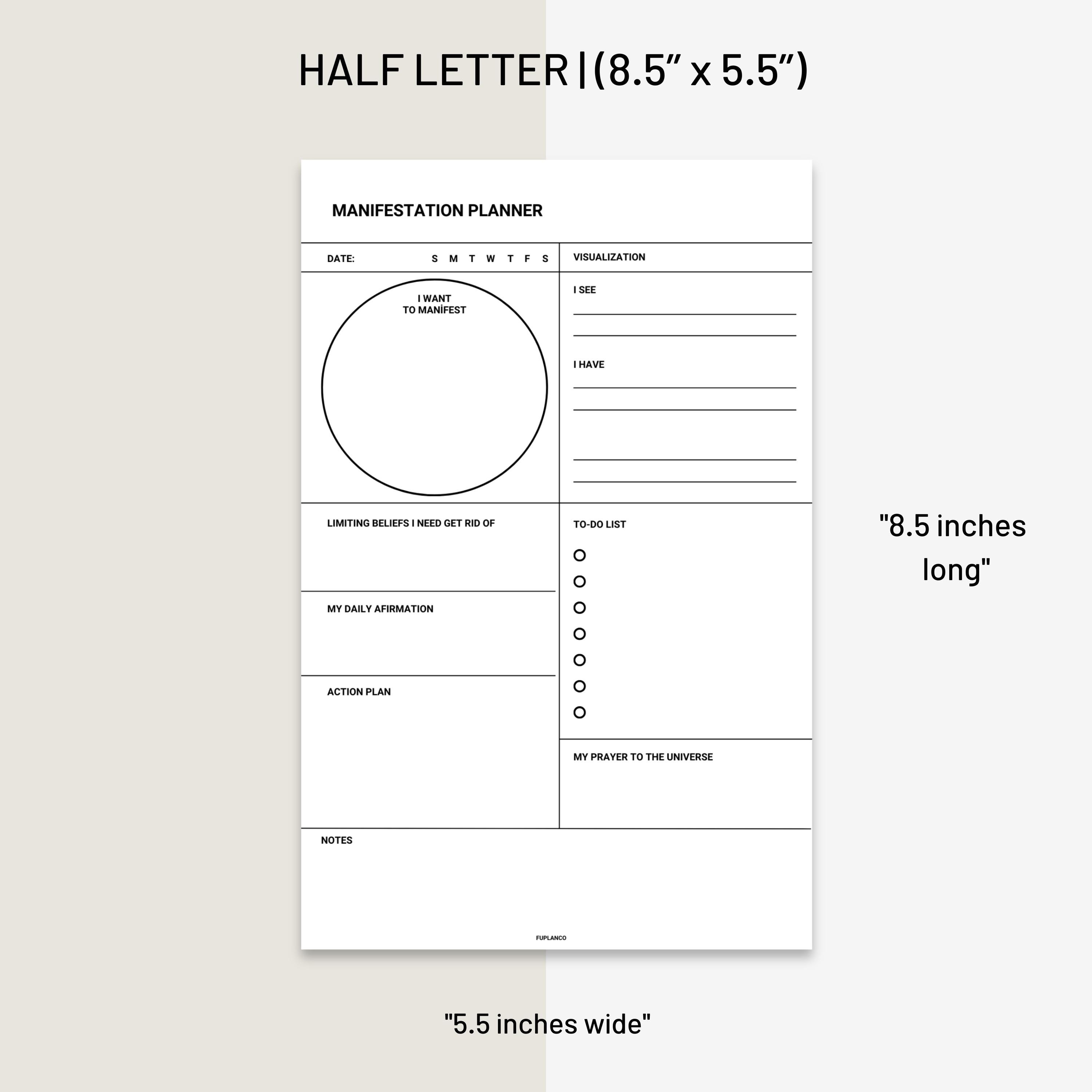 Printable Manifestation Planner Daily Goal & Affirmation Journal ...