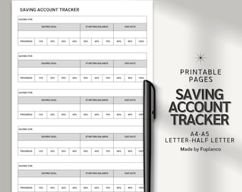 Savings Tracker Printable | Saving Goal Tracker & Sinking Funds Template