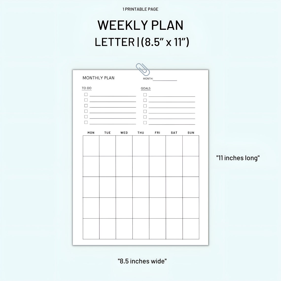 Monthly Planner Printable, Monthly to Do List for Work and Personal ...