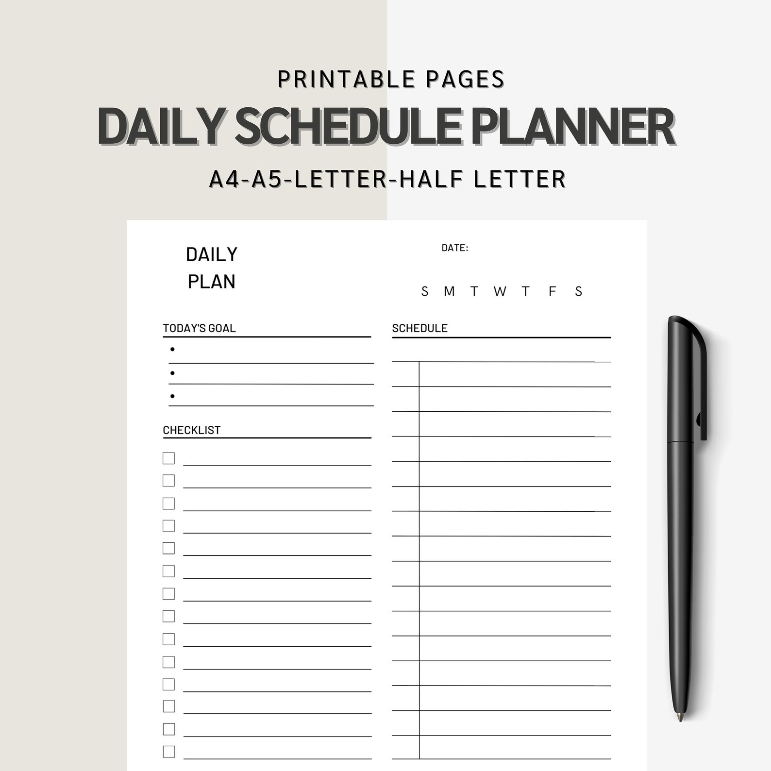 Daily Schedule Planner Printable: Hourly Scheduling, Undated Pages ...