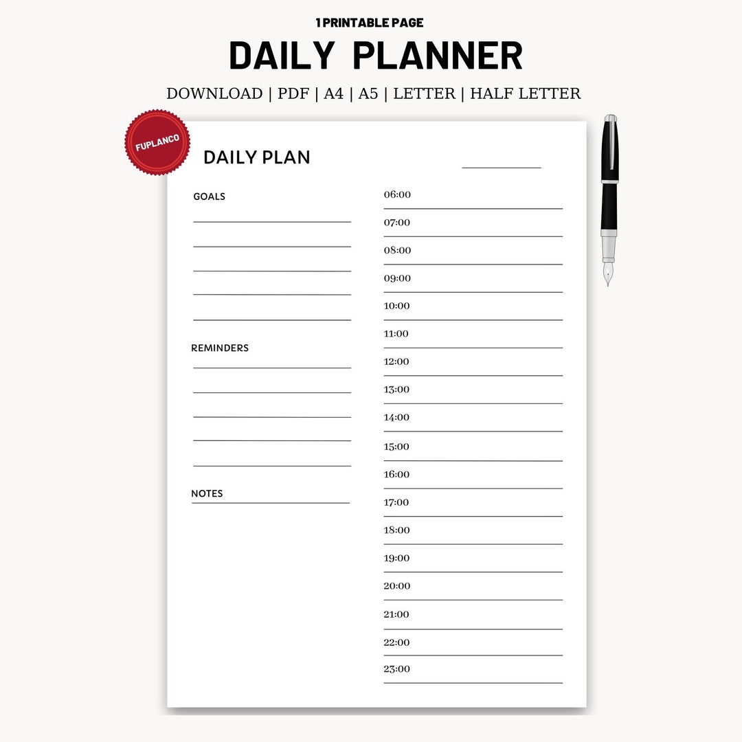 Daily Work Home Planner Personal Daily Planner Productivity Etsy