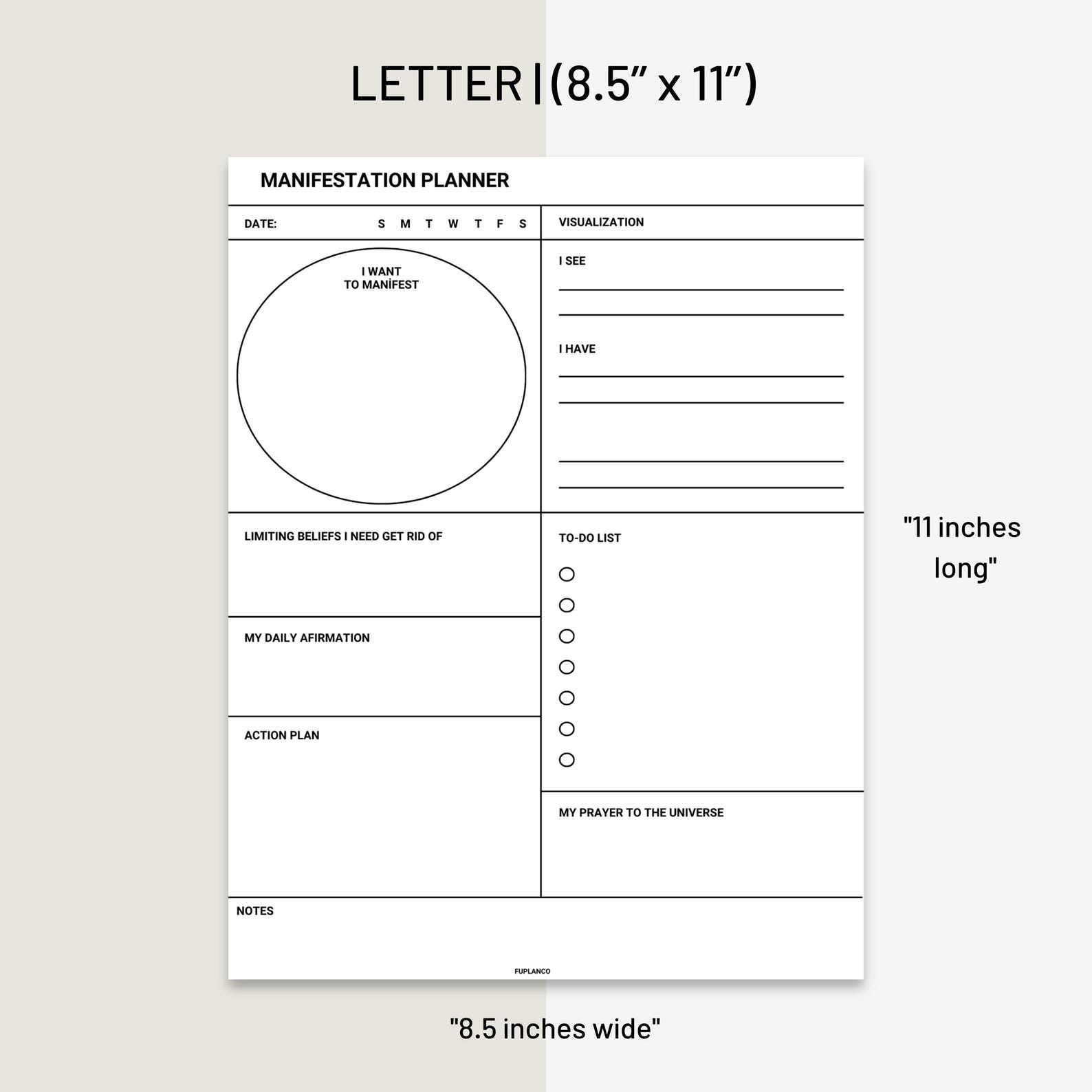 Printable Manifestation Planner Daily Goal & Affirmation Journal ...