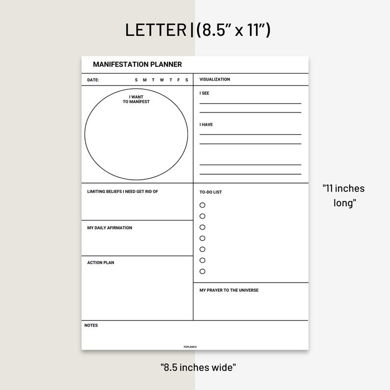 Printable Manifestation Planner Daily Goal & Affirmation Journal ...