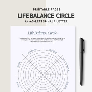 Life Balance Circle Planner Printable , Printable routine, Life balance Paper, Master Your Habits,Instant Download, A4/A5/Letter/Half Size image 2