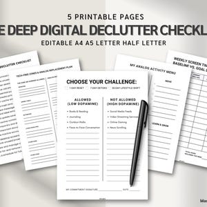 Dopamine Detox Kit & Menu Template Editable | ADHD Screen Time Tracker | Digital Social Media Reset