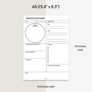 Printable Manifestation Planner Daily Goal & Affirmation Journal ...
