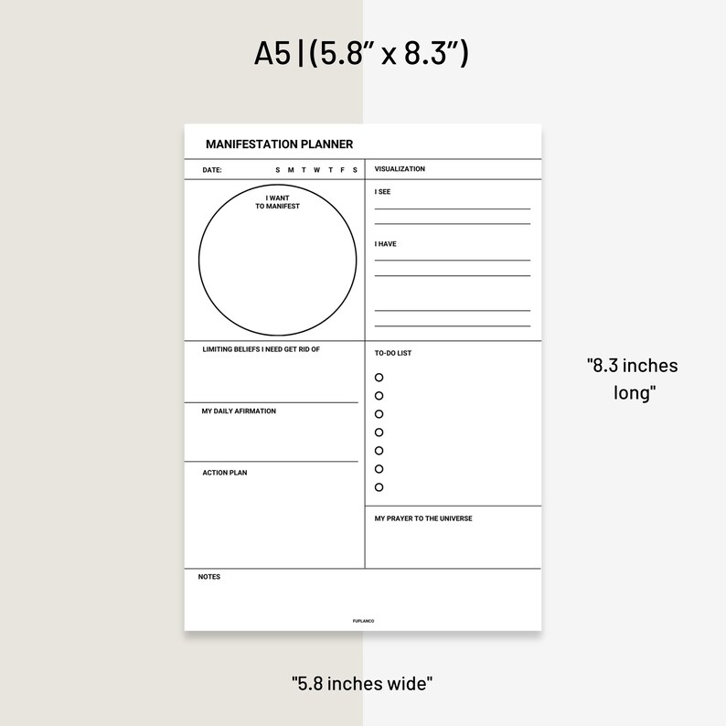 Printable Manifestation Planner Daily Goal & Affirmation Journal ...