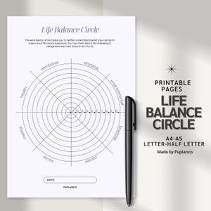 Life Balance Circle Planner Printable , Printable routine, Life balance Paper, Master Your Habits,Instant Download, A4/A5/Letter/Half Size image 1