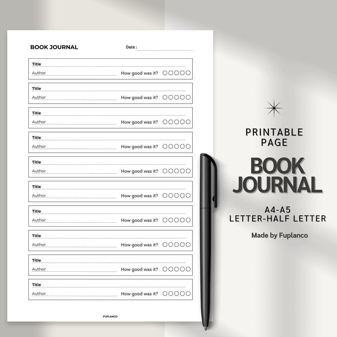 Book Journal Printable, Reading Log, Review Tracker and Challenge PDF ...