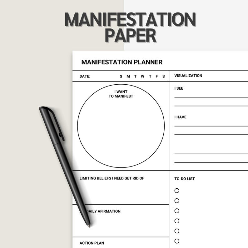 Printable Manifestation Planner Daily Goal & Affirmation Journal ...