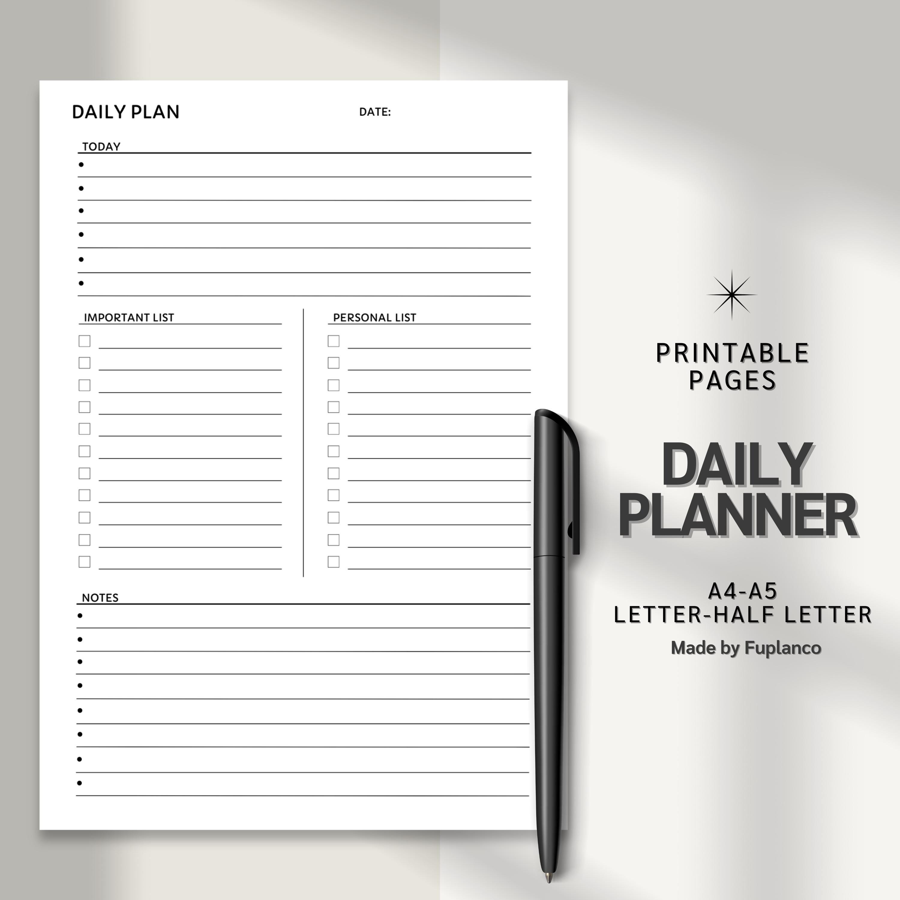 Daily Planner Printable | Work Personal to Do List & Today Overview ...