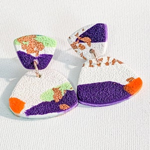 Textured Multi Color  Polymer Clay Dangle Earrings