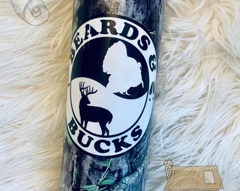 Hunting Tumbler- Camo Tumbler- Beards & Bucks- Deer Hunting Cup- Turkey Hunting Cup- Hunting Gift- Gifts For Men- Hunting Gifts- Man Cave