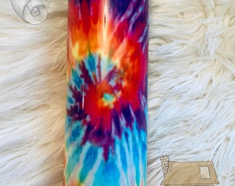 Tie Dye Tumbler- Hippie Tumbler- Rainbow Tie Dye Tumbler- Hippie Festival Tumbler Cup- Summer Tumbler- Music Festival Style Tumbler Cup-