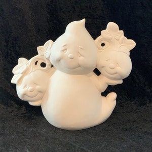 Cute Ceramic Ghost to Paint, Ceramic Bisque Ghost, Ceramic Ghost holding pumpkins, Clay Magic 4066 Jack the Ghost