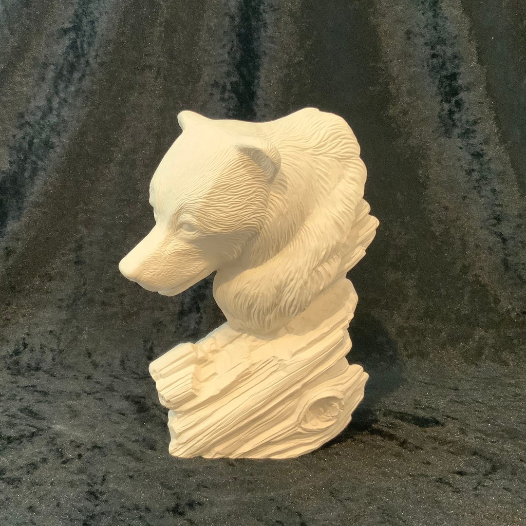 Ceramic Bear Head Statue Ceramic Bisque Bear Native American Etsy