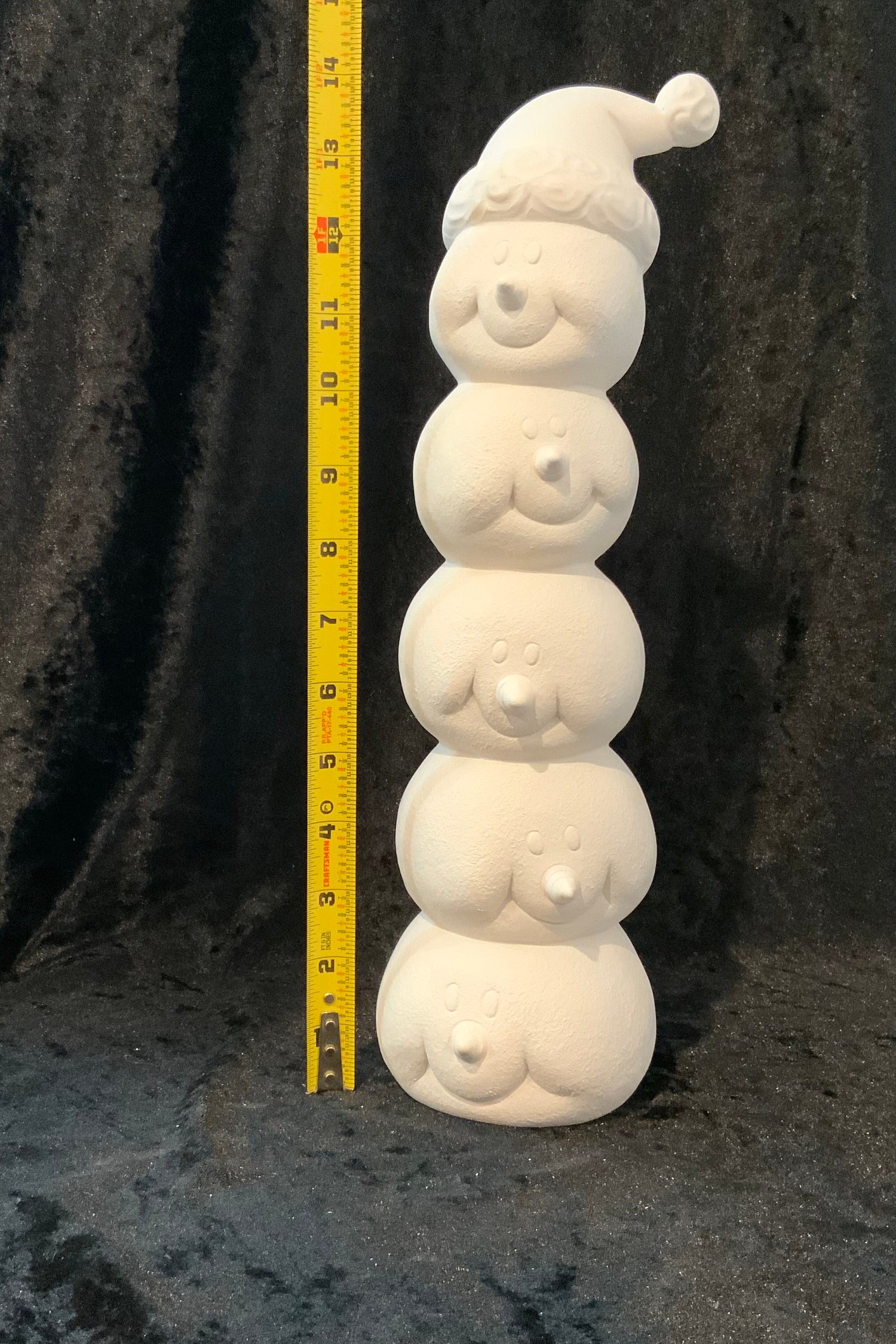 Snowman Stack Ceramic Bisque Stack of Snowballs With Snowman Faces, Ceramics Snowman ...
