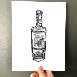 Just Peachy - Unique Whiskey Art - Bar Art - Hand Drawn Prints