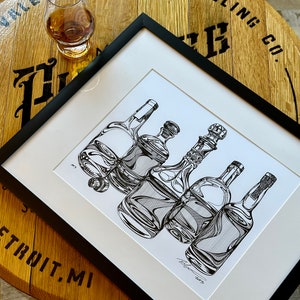 Labelless - Unique Bourbon Whiskey Art - Bar Art - Hand Drawn Artist Prints - Meeting Minutes
