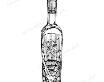 Eagle Has Landed - Unique Bourbon Whiskey Art - Bar Art - Hand Drawn Artist Prints - Meeting Minutes