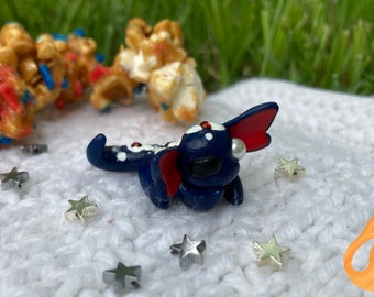 BRILLIANCE, July 4th Dragon | Tiny Baby Dragon Figurine Handmade Adorable Sculpture July 4th Decoration