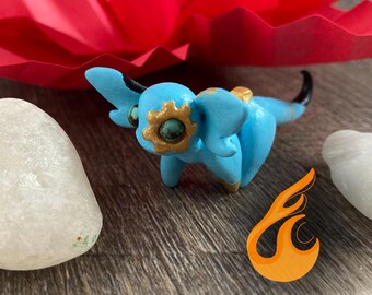 TURQUOISE, Birthstone Dragon, OOAK Dragon, Cute Baby Dragon, Handmade Sculpture, December Birthstone, Dragon Figurine, Polymer Clay Dragon